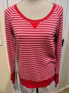 Victoria's Secret Pink & Red Striped Scoop Neck Knit Top